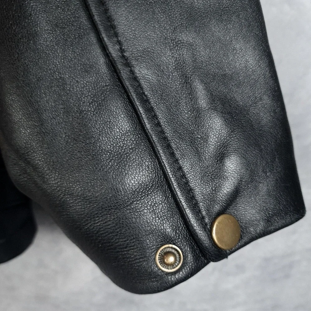 Hold'em Poker Jacket Mens 2XL Black Leather Full Zip Insulated Lined Motorcycle